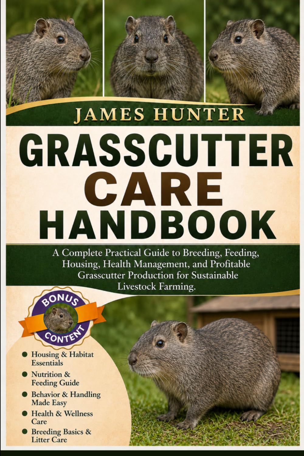 GRASSCUTTER CARE HANDBOOK: A Complete Practical Guide to Breeding, Feeding, Housing, Health Management, and Profitable Grasscutter Production for Sustainable Livestock Farming.