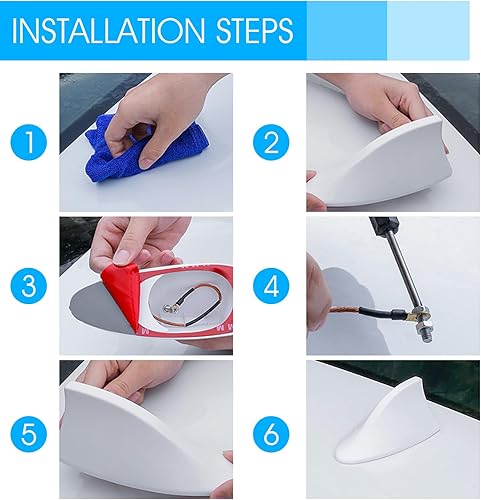 Miniatura 7 de Hawyet 1 antena de aleta de tiburón para automóvil, base aérea de radio AMFM para techo de automóvil con adhesivo 3M, mejora la decoración de la