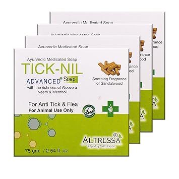 Altressa Tick and Flea Soap for Dogs & Cats, Ayurvedic Medicated Soap Actives Kills Fleas, Ticks and Repels Mosquitos, Soap is Gentle, Won?t Dry Skin, Soothing Sandalwood Fragrance, Pack of 4