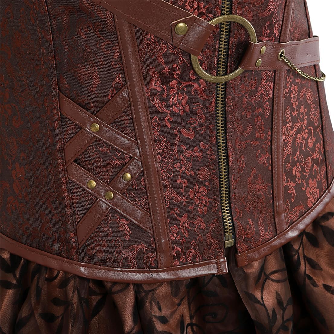 frawirshau Women's Steampunk Costume Corset Dress Steam Punk Gothic Overbust Corset Skirt Halloween Costumes