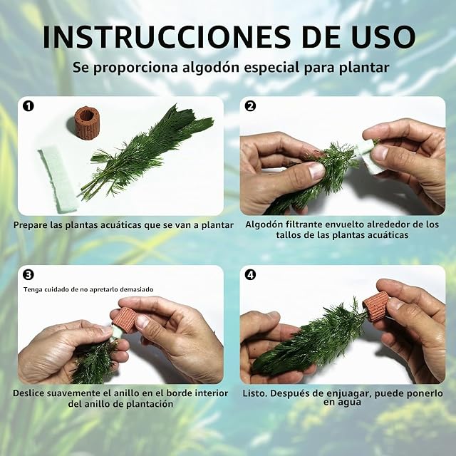 Foto 3 de 7 de LIULINY 30 Piezas 2,5 cm Acuario Plantas de Agua Anillo Fijo Respirable