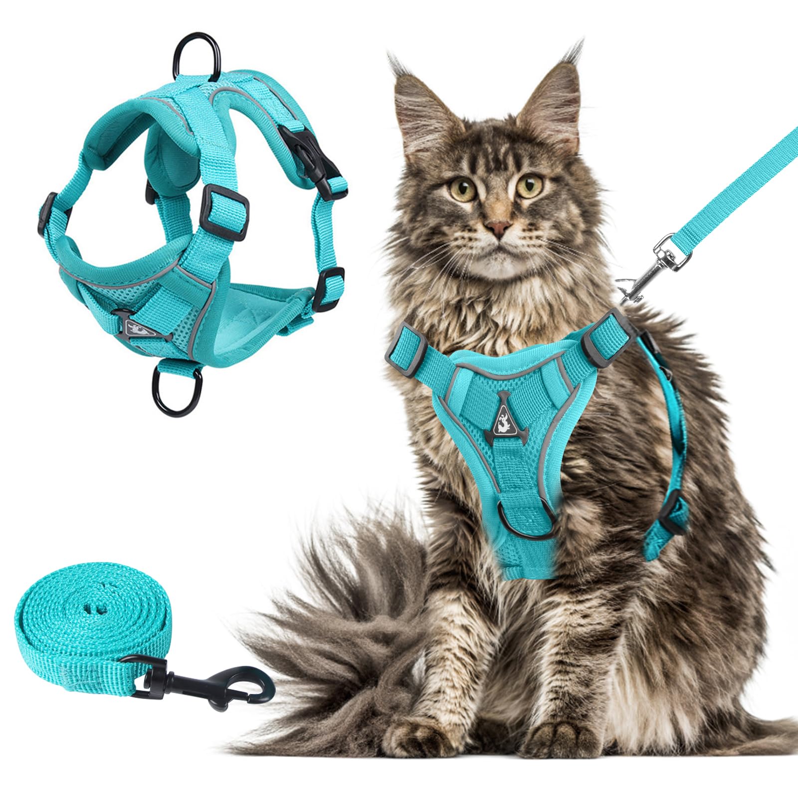 Harnais et laisse pour chat XL Wanheart émeraude en maille douce réglable