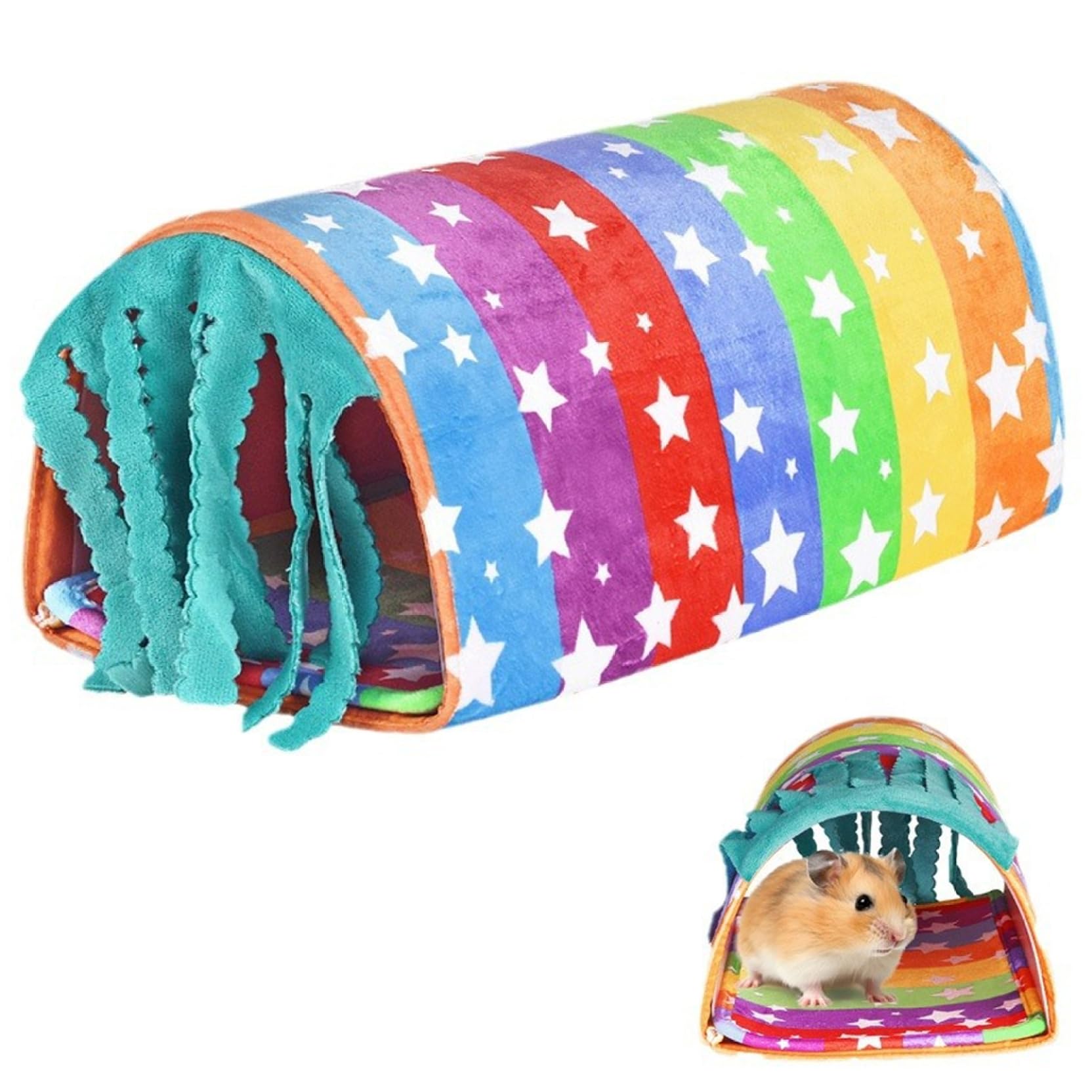 Guinea Pig Tunnel Bed, 12x7.5x5.5inch Velvet Guinea Pig Hideout with Curtain, Washable Guinea Pig House, Guinea Pig Tunnels, Rat Tunnel for Hamster Mice Rat Guinea Pig