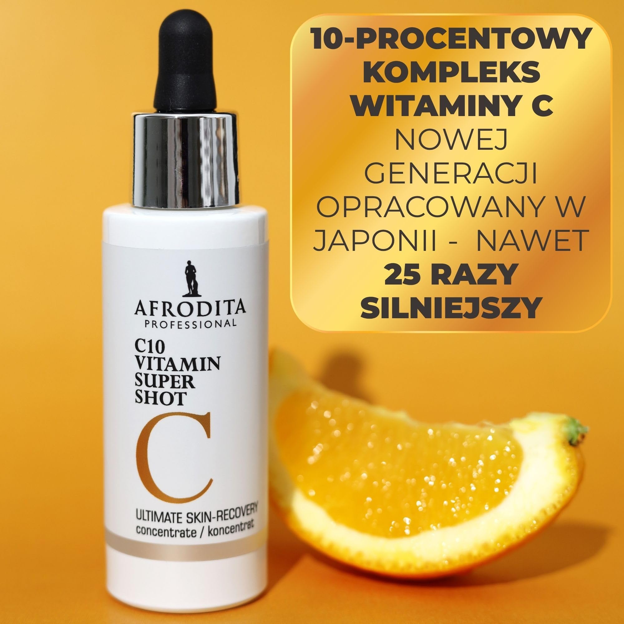 Afrodita Professional C10 serum z witaminą Super Shot | 10% stabilizowana witamina C serum do twarzy przeciw plamom pigmentowym | Rozjaśniające serum przeciw starzeniu się skóry z efektem świecenia