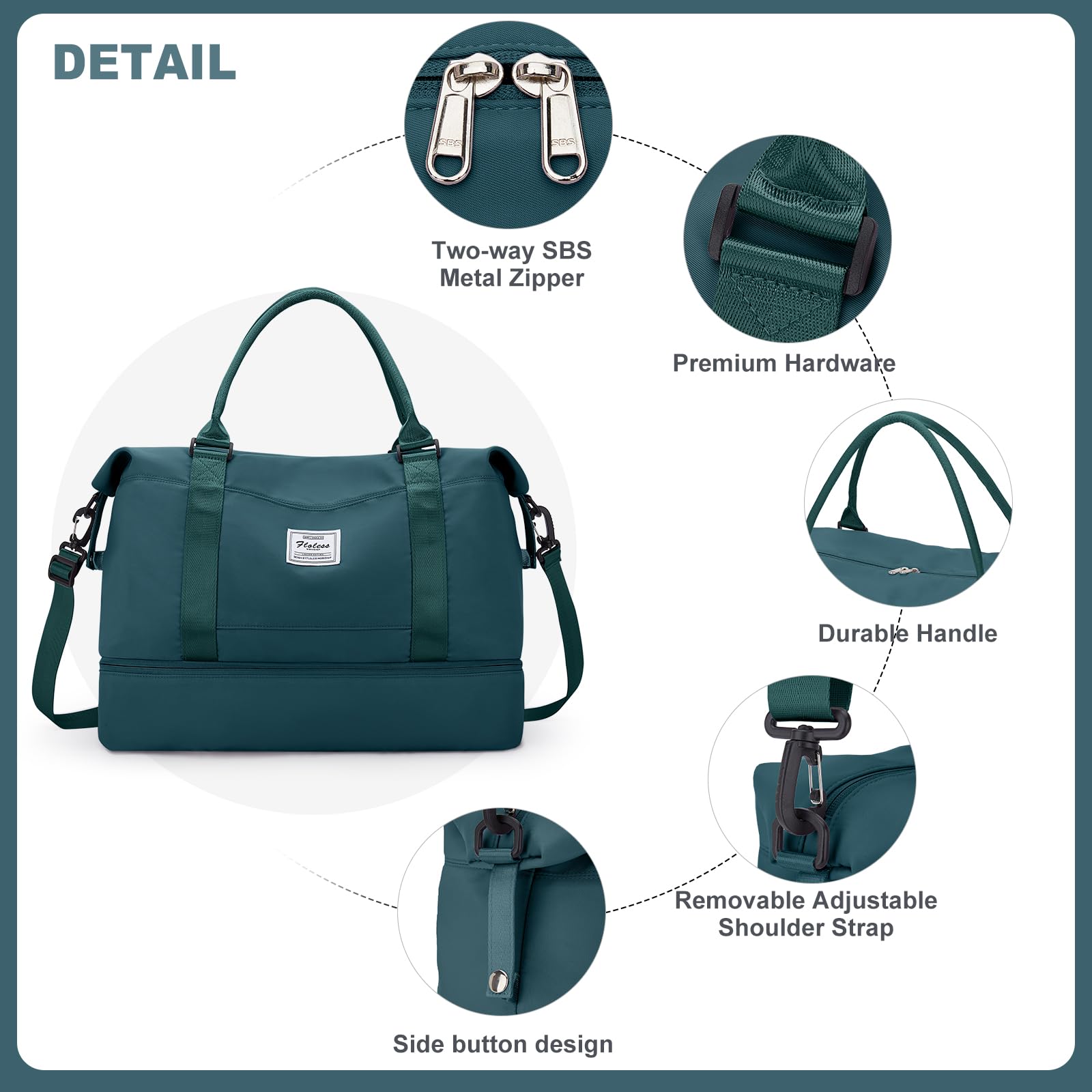 HPLQQ Borsone da Viaggio Donna Bagaglio a Mano Easyjet 45x36x20, Borsa Sportiva Borsone da Palestra con Scomparto per le Scarpe, Borsa da Weekend, Ospedale Parto, Danza,A03-Blu Pavone