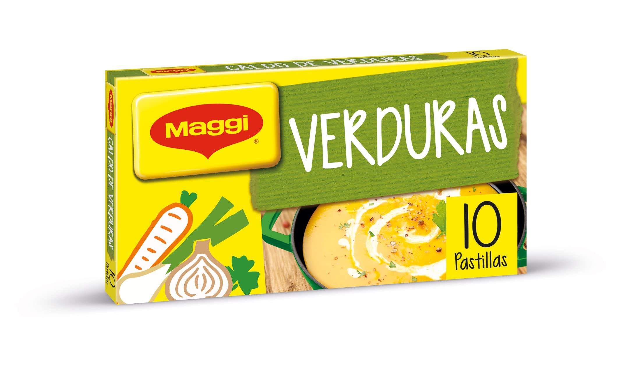 MAGGI Caldo de Verduras deshidratado - Pack de 20 x 10 pastillas de 10g - Total: 200 cubitos