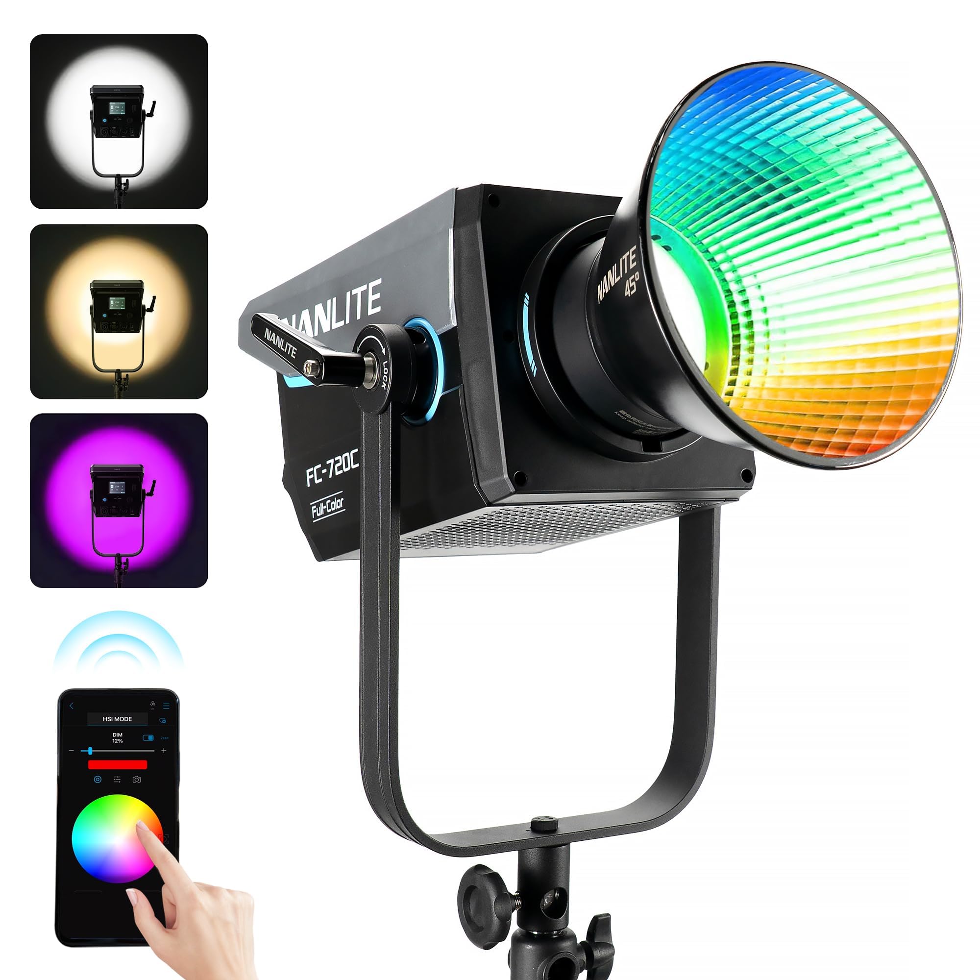 Nanlite FC-720C 750W RGBW LED-Videoleuchte, Vollfarb-Studio-Strahler mit 2700K-12000K, CRI 96 TLCI 97, Bowens-Halterung für Film- und Broadcast-Produktion, YouTube, Live-Streaming und Fotografie