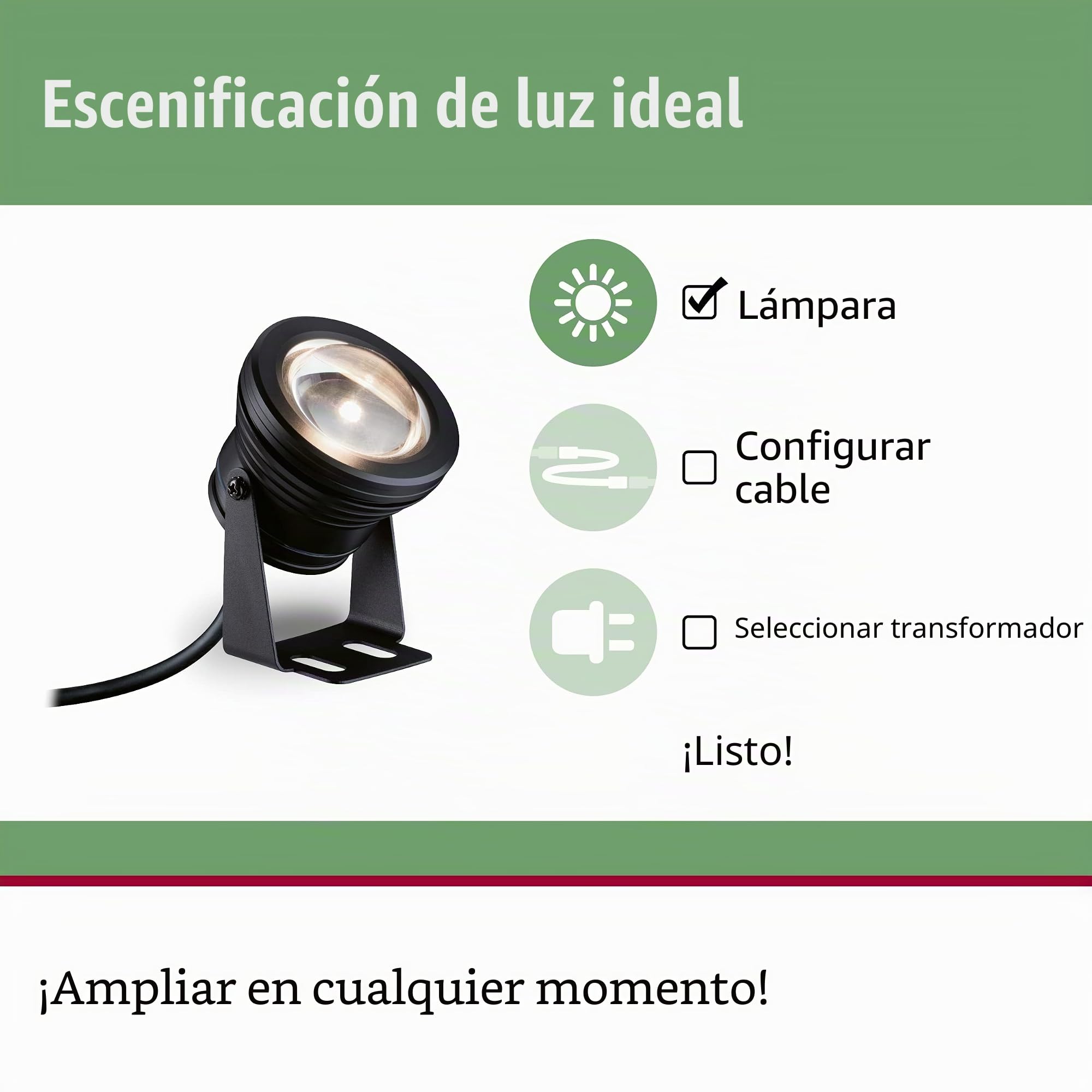 Paulmann 94559 Plug & Shine LED luz exterior Foco para estanque IP68 incl. 1x5 W regulable Blanco cálido Negro Aluminio 3000 K