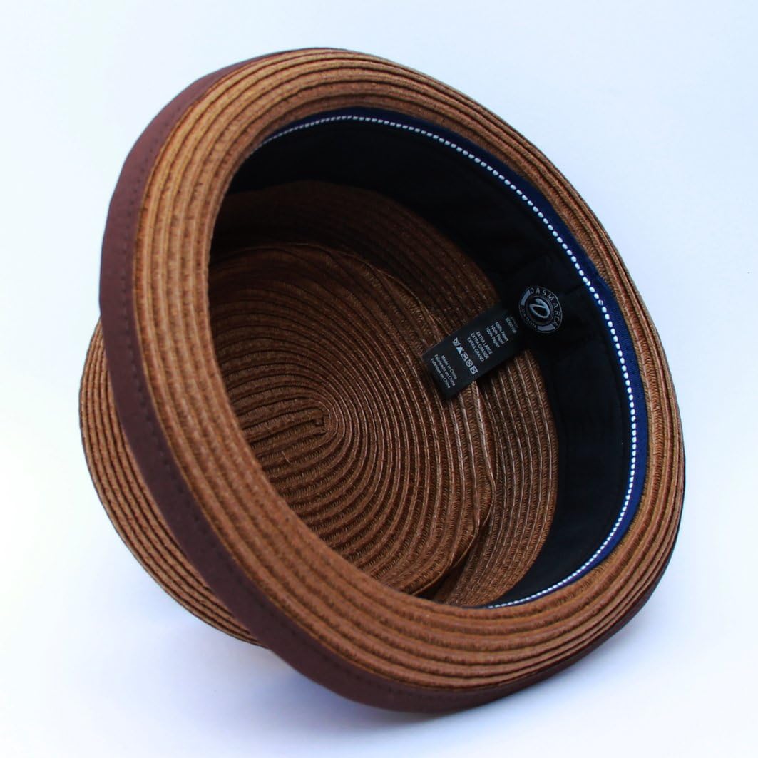 DASMARCA Mens Summer Paper Straw Skimpy Brim Retro Porkpie Hat - Image 4