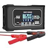 20-Amp Smart Battery Charger,Lithium,LiFePO4,Lead-Acid(AGM/Gel/SLA..) Car Battery Charger,Trickle Charger, Maintainer/deep Cycle Charger,12V/20A and 24V/10A,for Boat,Motorcycle,Lawn Mower,Golf cart..