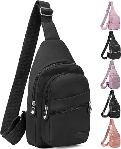 Small Sling Backpack Crossbody Sling Bag for Women, Chest Bag Daypack Fanny Pack Cross Body Bag for Outdoors Hiking Traveling - Black