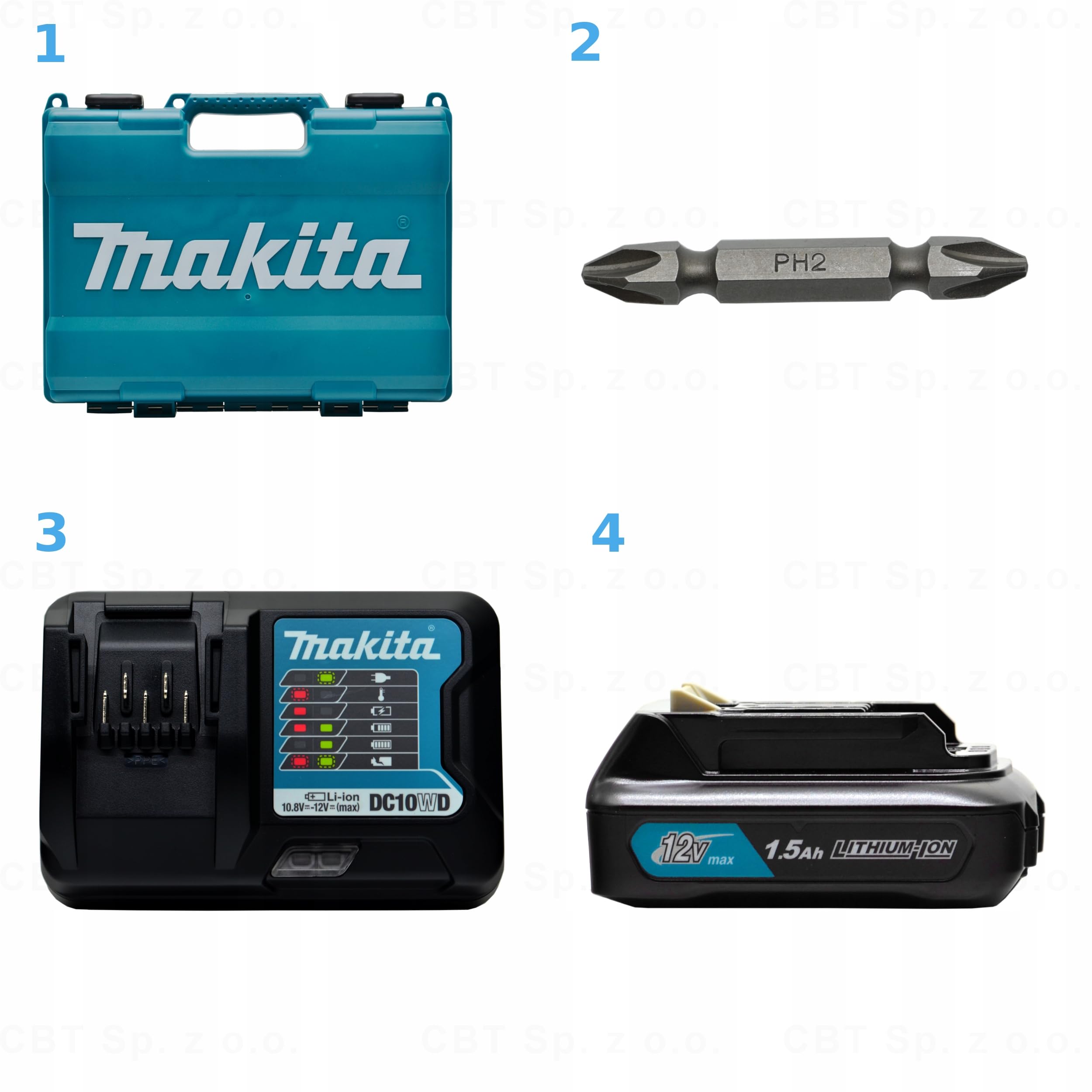Makita DF333DWY 12V Max 1,5 Ah Li-ion CXT Set di punte per trapano senza fili 12 V