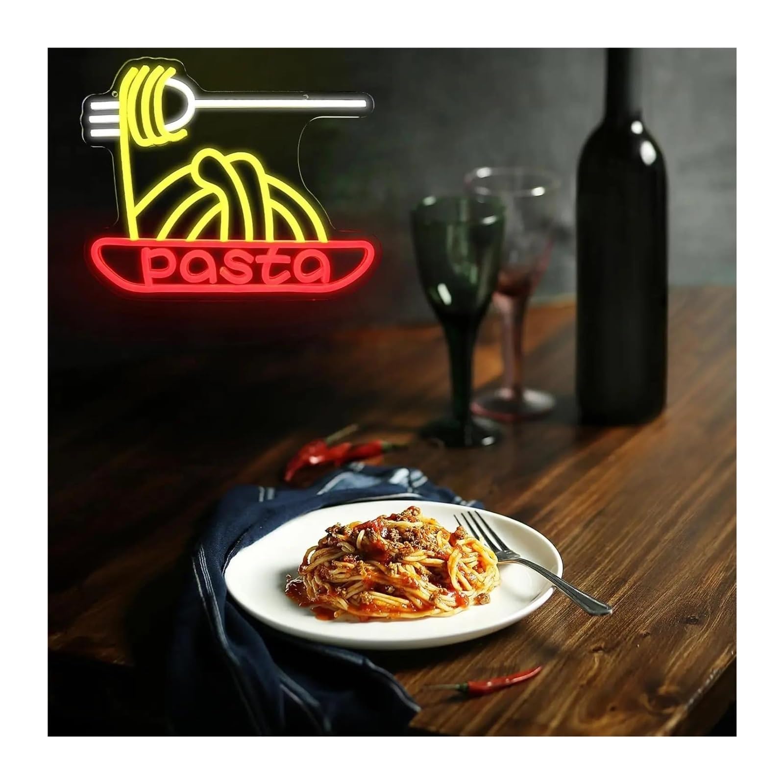Scritta luminosa Insegna Al Neon Pasta, Decorazione Da Parete, Lampade A USB Per Cucina, Ristorante, Ristorante, Festa, Negozio Per Famiglie 35cmх28cm