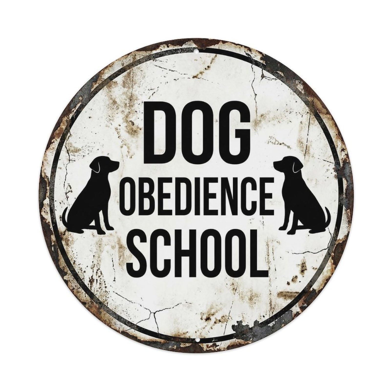 Vintage Dog Obedience School Decor Vintage Metal Tin Sign Plaque Wall Decor for Cafe, Club Bar, Office, Garden Metal Poster 8x8Inch