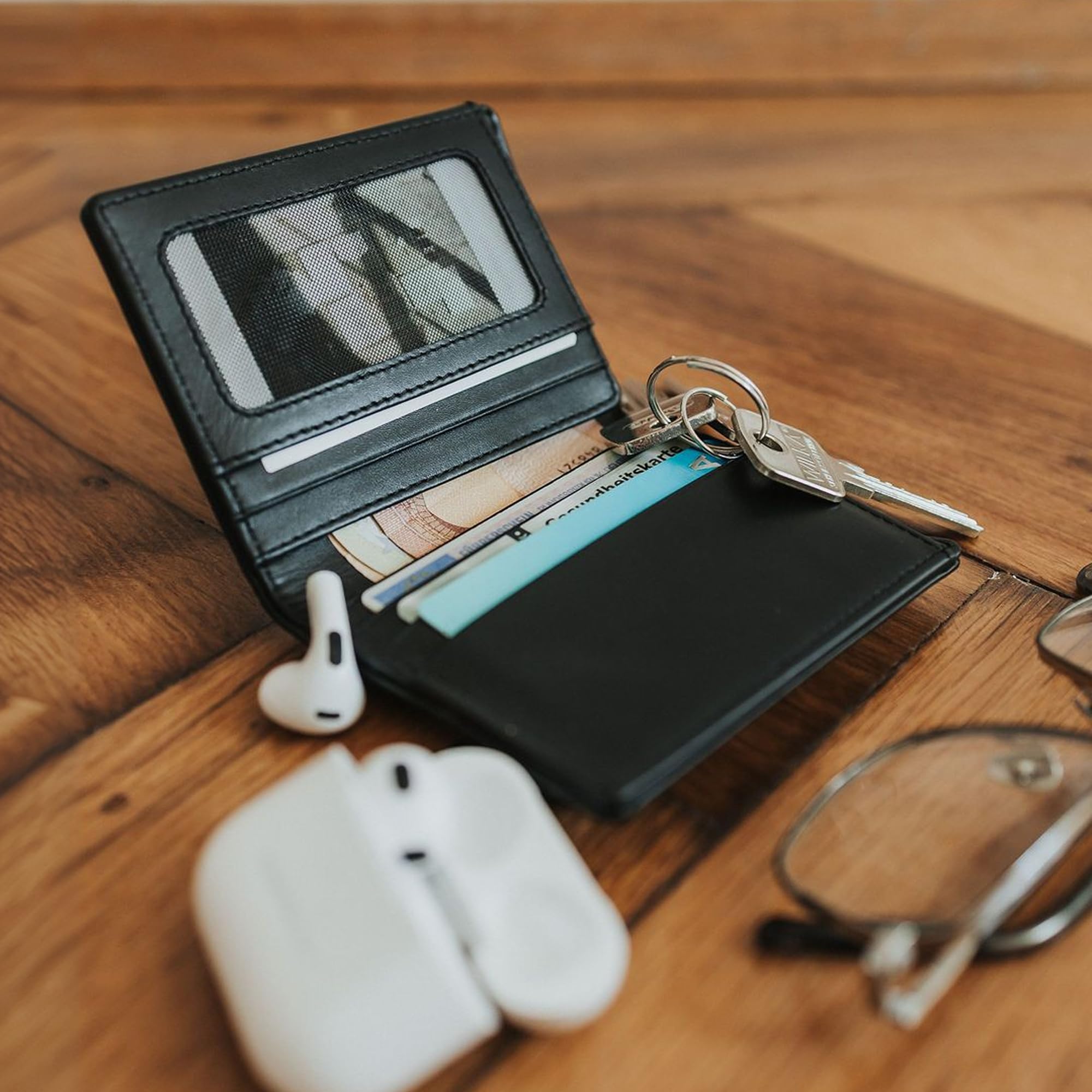 Berliner Bags Chris Cartera Vertical Cuero Hombre Monedero Cremallera RFID | Negro Billetera De Piel Auténtica Slim 9 Tarjetas Ventana Dni Bolsillo Oculto Protección Nfc Compacta Elegante Y Práctica