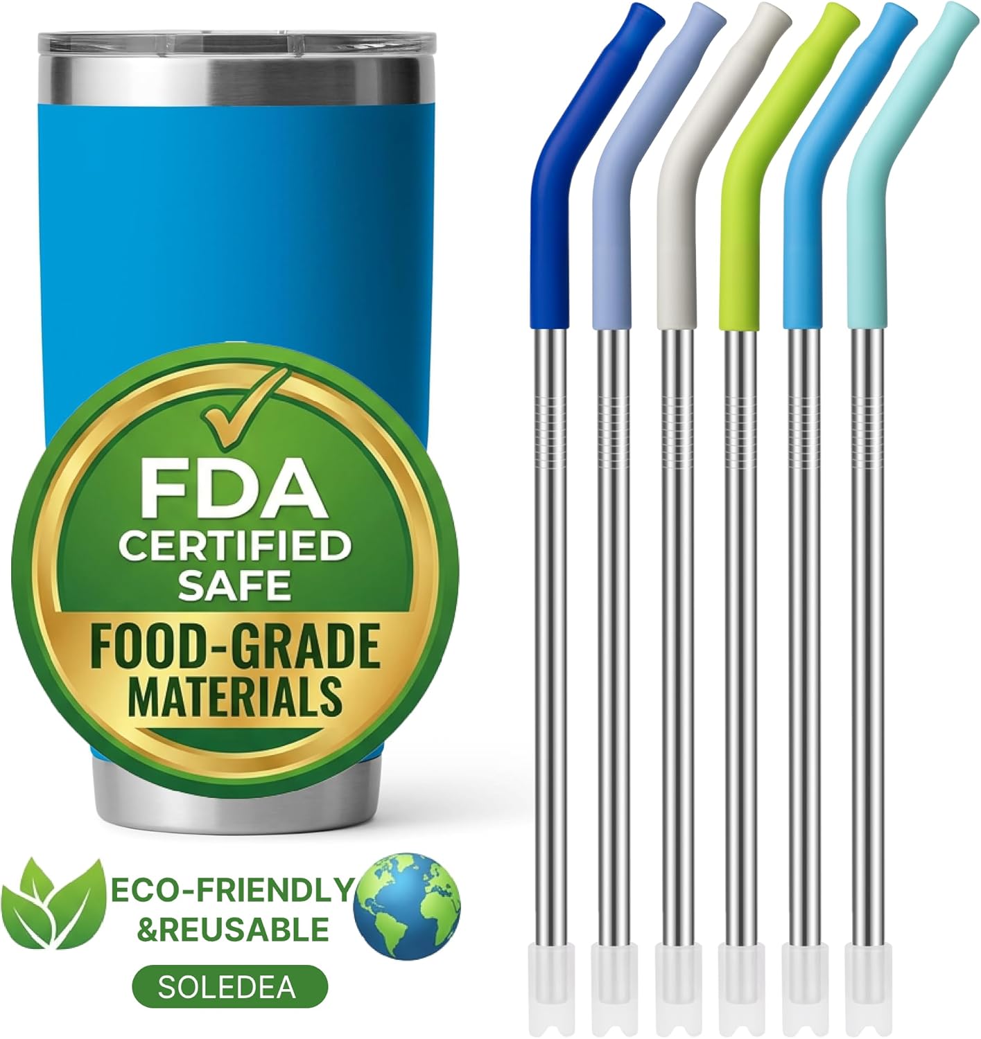 30 oz Straight Metal Straws with Silicone Tip for 30 oz Tumbler, 6 Pcs Stainless Steel Reusable Drinking Metal Straw for YETI, STANLEY, US Acrylio, BJPKPK, Simple Modern and so on - Image 9