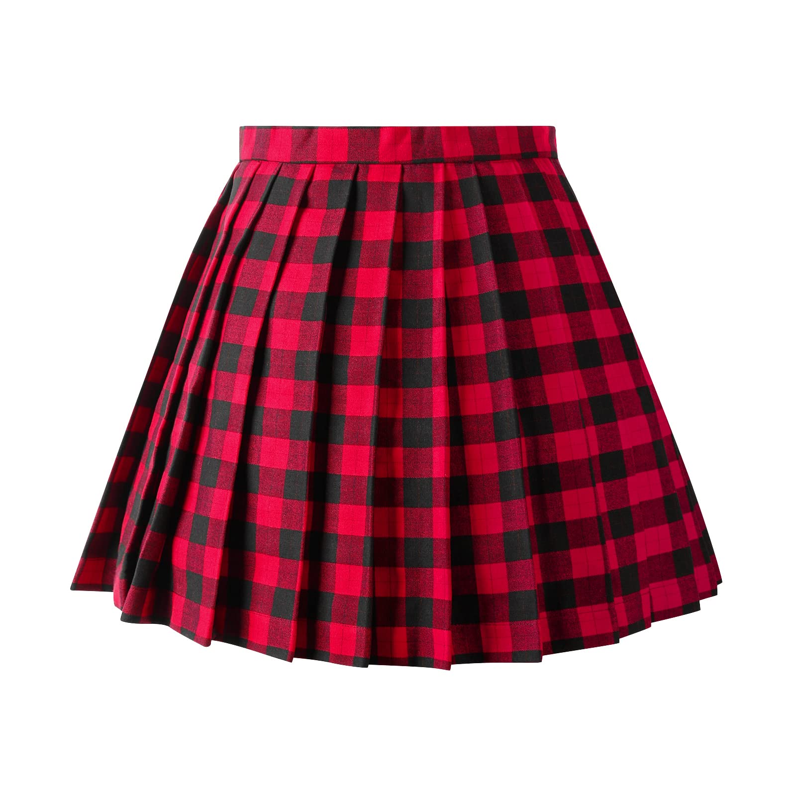 Aeslech Falda de lana plisada a cuadros para mujer, falda de invierno de uniforme escolar de cintura alta para niñas