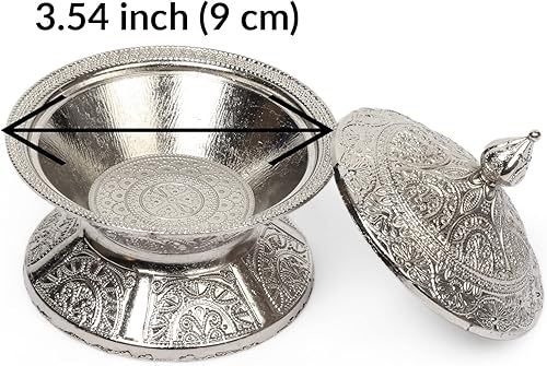Miniatura 6 de Alisveristime Azucarero tradicional otomano turco hecho a mano con tapa (diámetro 3.34 pulgadas, longitud 3.54 pulgadas), motivos intrincados, ideal