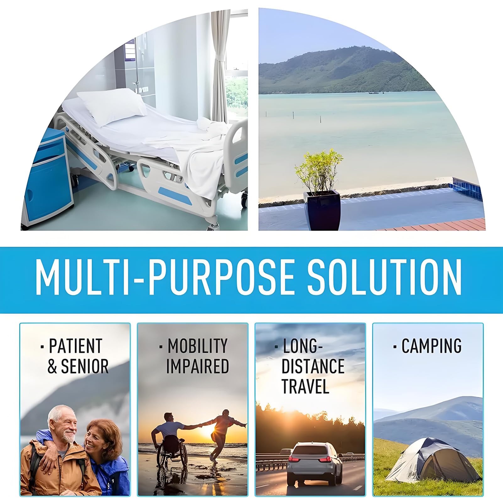 Inodoro portátil de camping con bolsa de transporte, inodoro de viaje a prueba de fugas e inodoro, tanque de residuos de 24 litros para adultos y niños, caravana y caravana