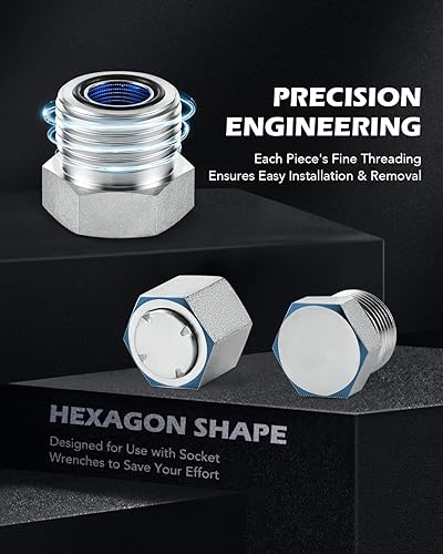 Vista 20 de ZELCAN JIC y ORFS - Kit de tapón hidráulico industrial y tapón de manguera y tubo de tubería con acero galvanizado 45# y roscado de precisión