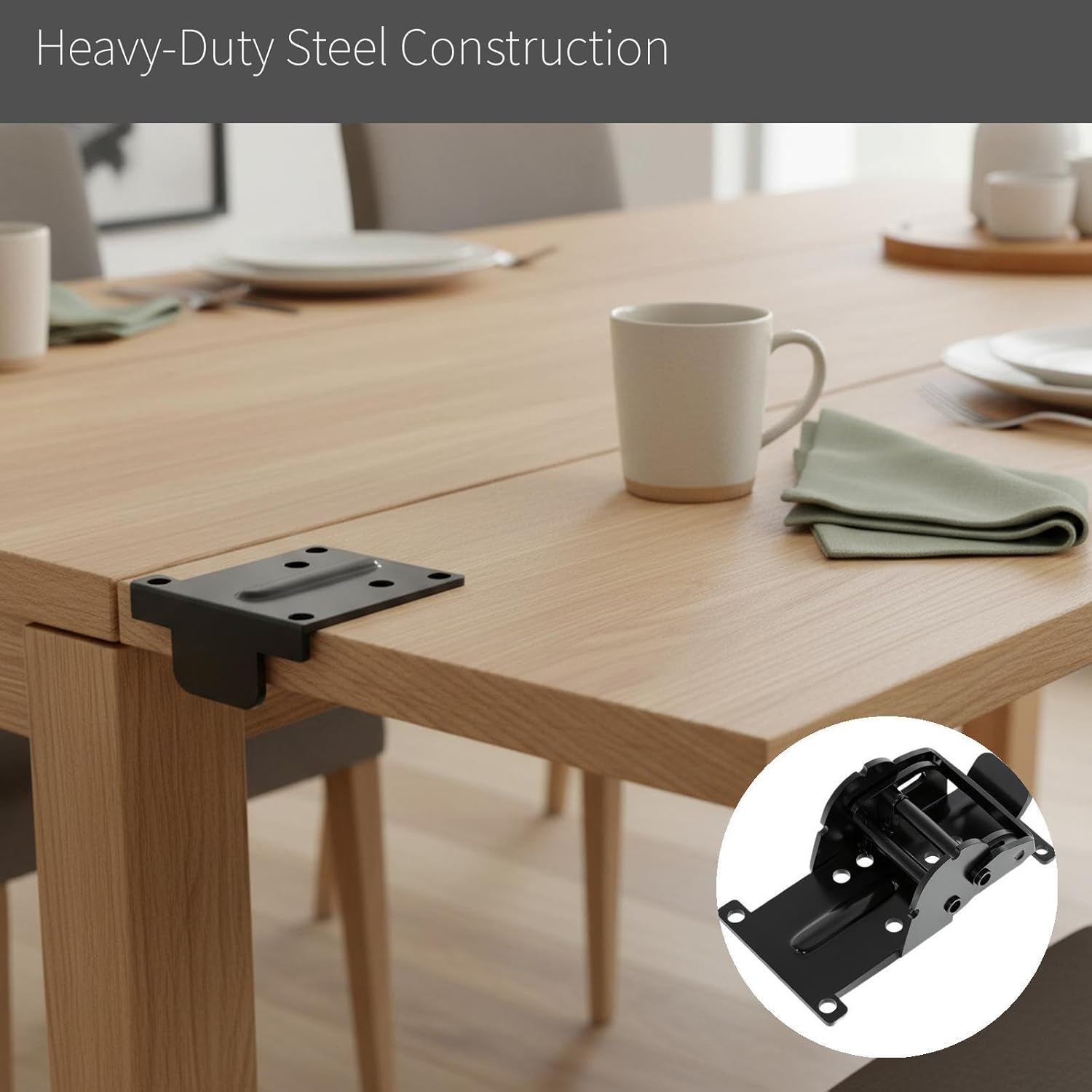 Dual-Angle Self-Locking Folding Hinge for Coffee Table and Dining Table Extensions (4.19×2.13×1.69in)