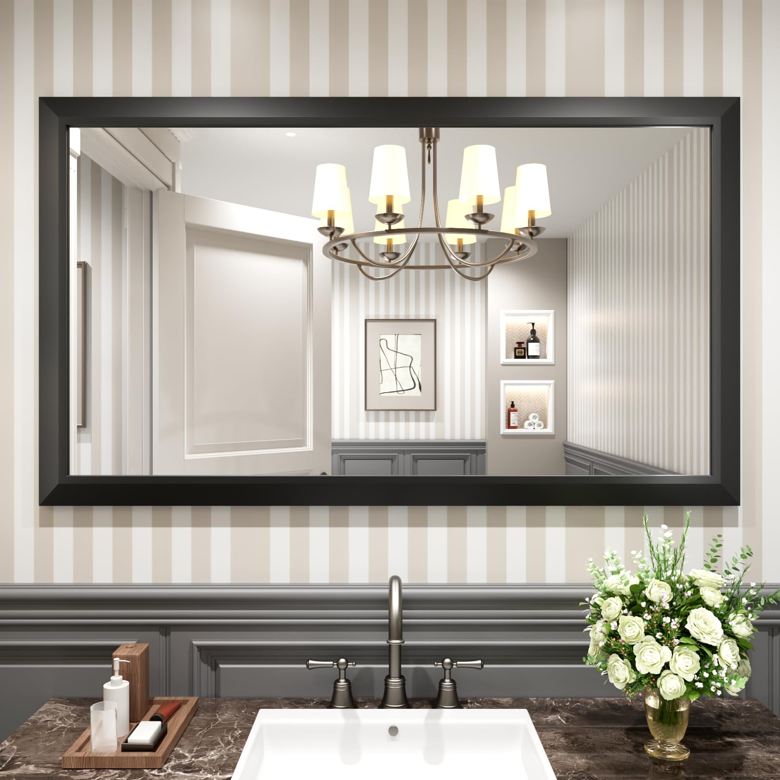 Amorho Black 55x32 Framed Mirror