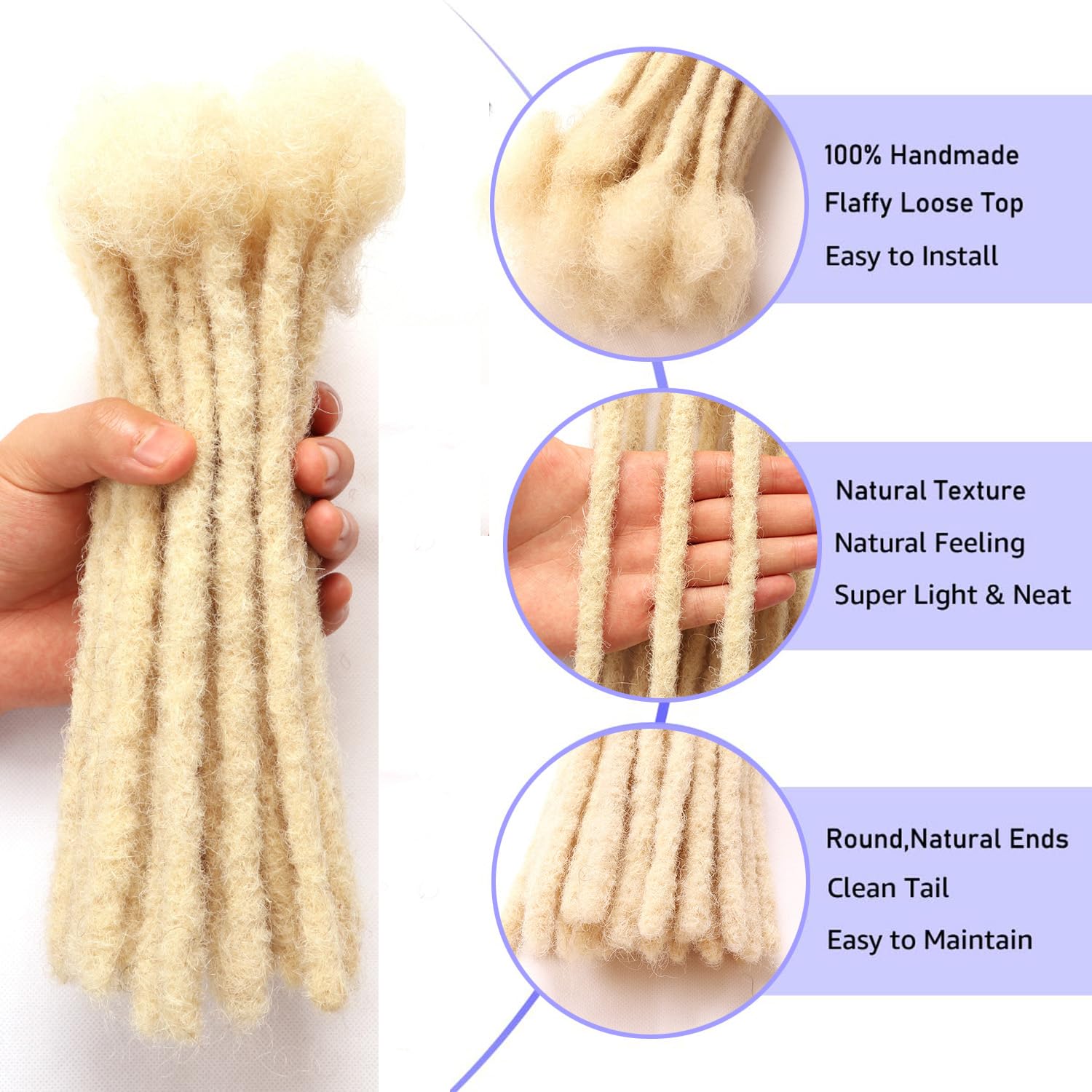 Dreadlock Extensions Human Hair Extensions for Braiding 0.8cm Afro Kinkyhair for Braiding Black Hair Extensions Dreadlocks Extensions (#613-0.8cm - Image 3
