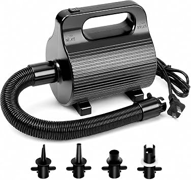 CZGBRO Electric Air Pump for Inflatables Tumble Track Pool Gymnastics Mat Floats Dock Raft, Adjustable 400W/600W Air Mattress Pump Quick Fill Inflator/Deflator 110-120V AC, 4 Nozzles