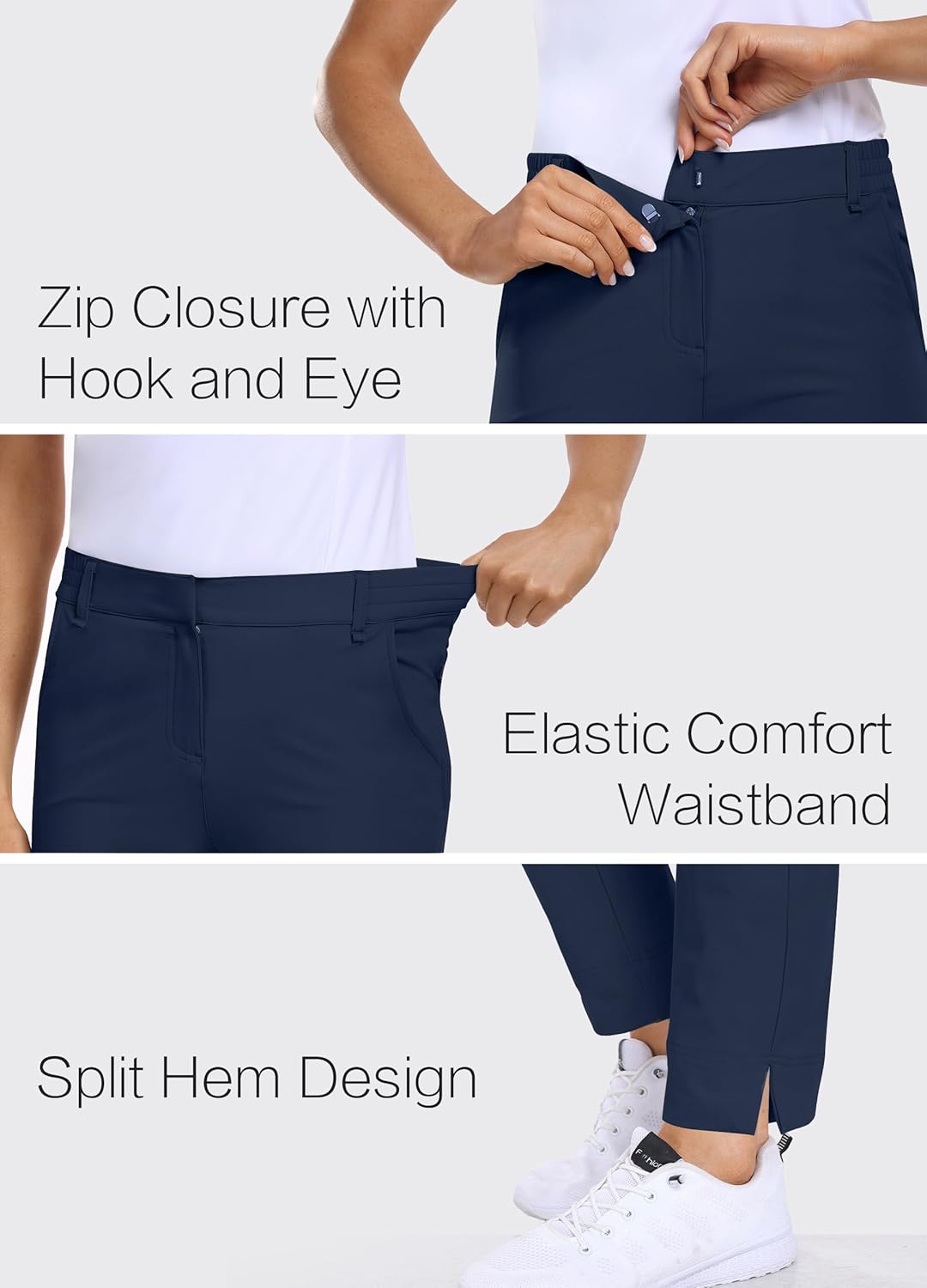 Hiverlay Womens Golf Pants Stretch Work Ankle Pants with Pockets Quick Dry Straight Business Casual Hiking Pants - Image 3