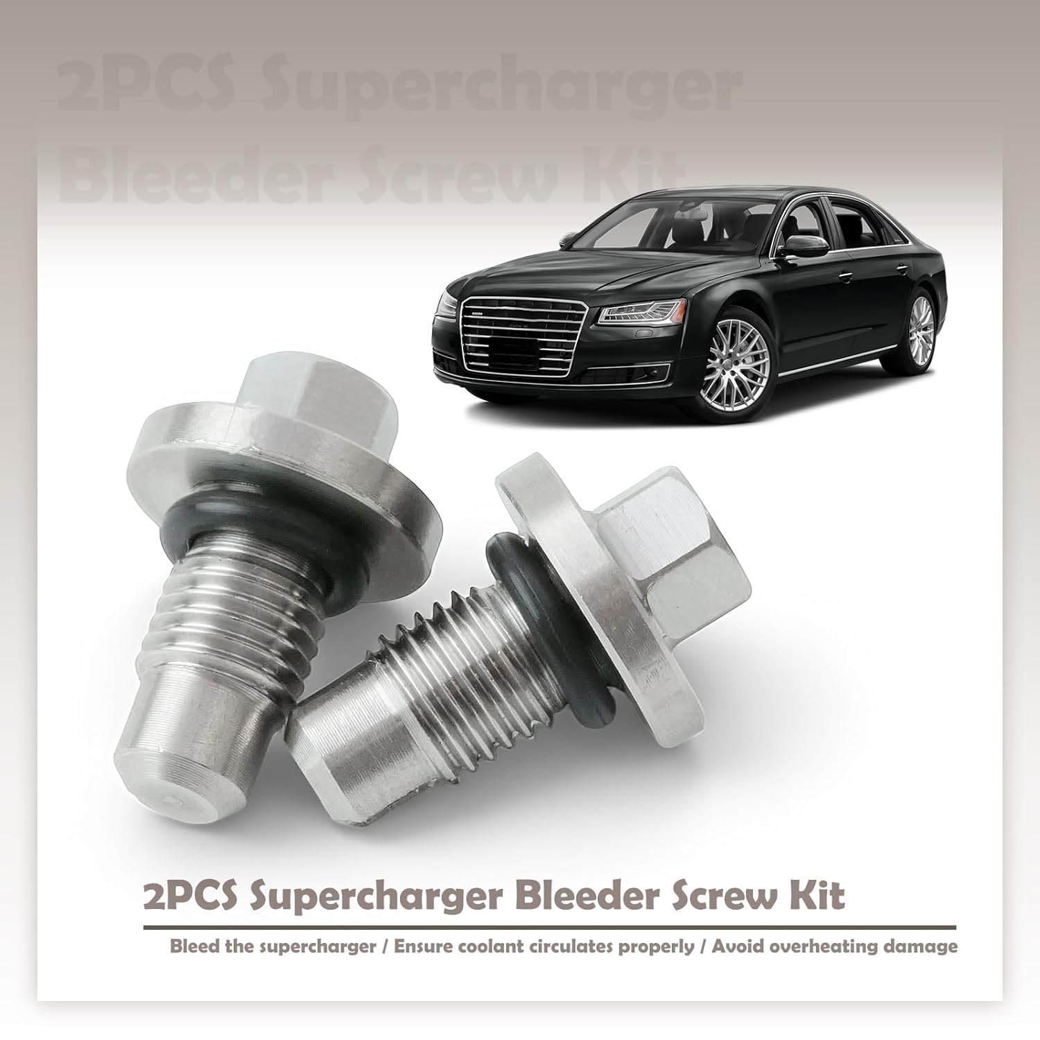 2PCS 06E 127 535B Stainless Steel Supercharger Bleeder Screw Kit Replacement for Audi A6 A7 A8 Q5 Q7 S4 S5 SQ5 for Volkswagen Touareg 3.0L V6 Replace 06E127535B