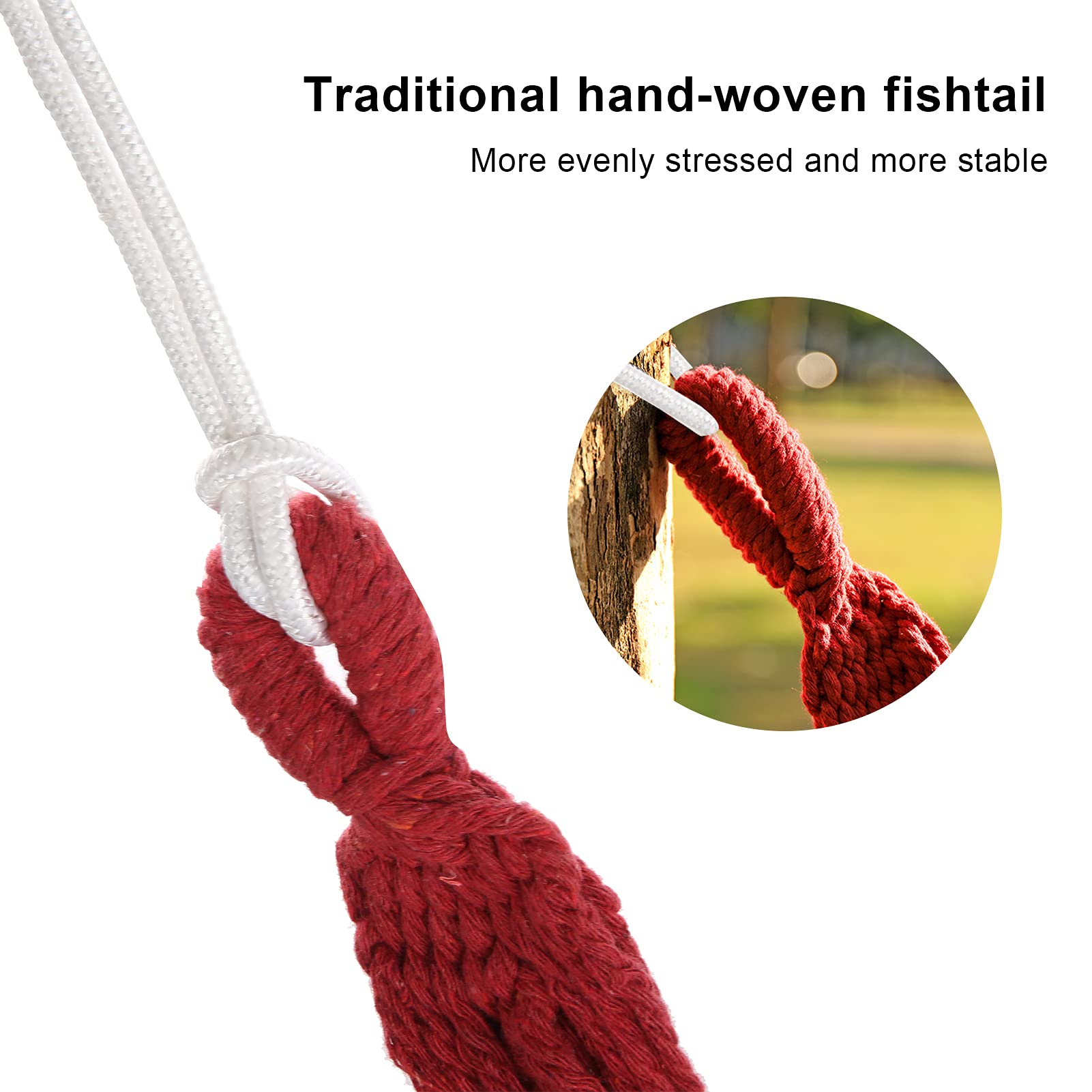 01 Camping Hammock, Durability Single Double Hammock for Traveling Hiking(Color bar red)