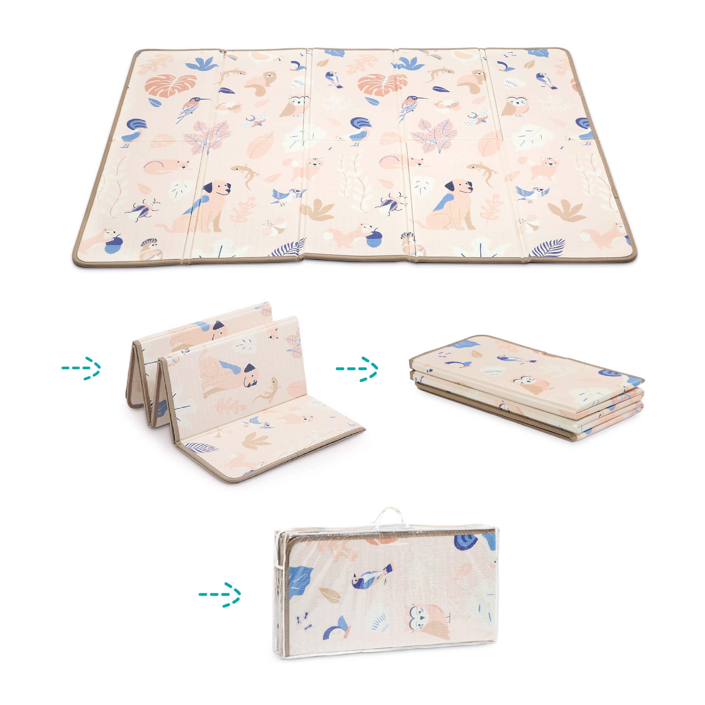 Tapete De Actividades Reversible Para Bebés 195x145 Cm - Acolchado, Plegable, Con Circuitos