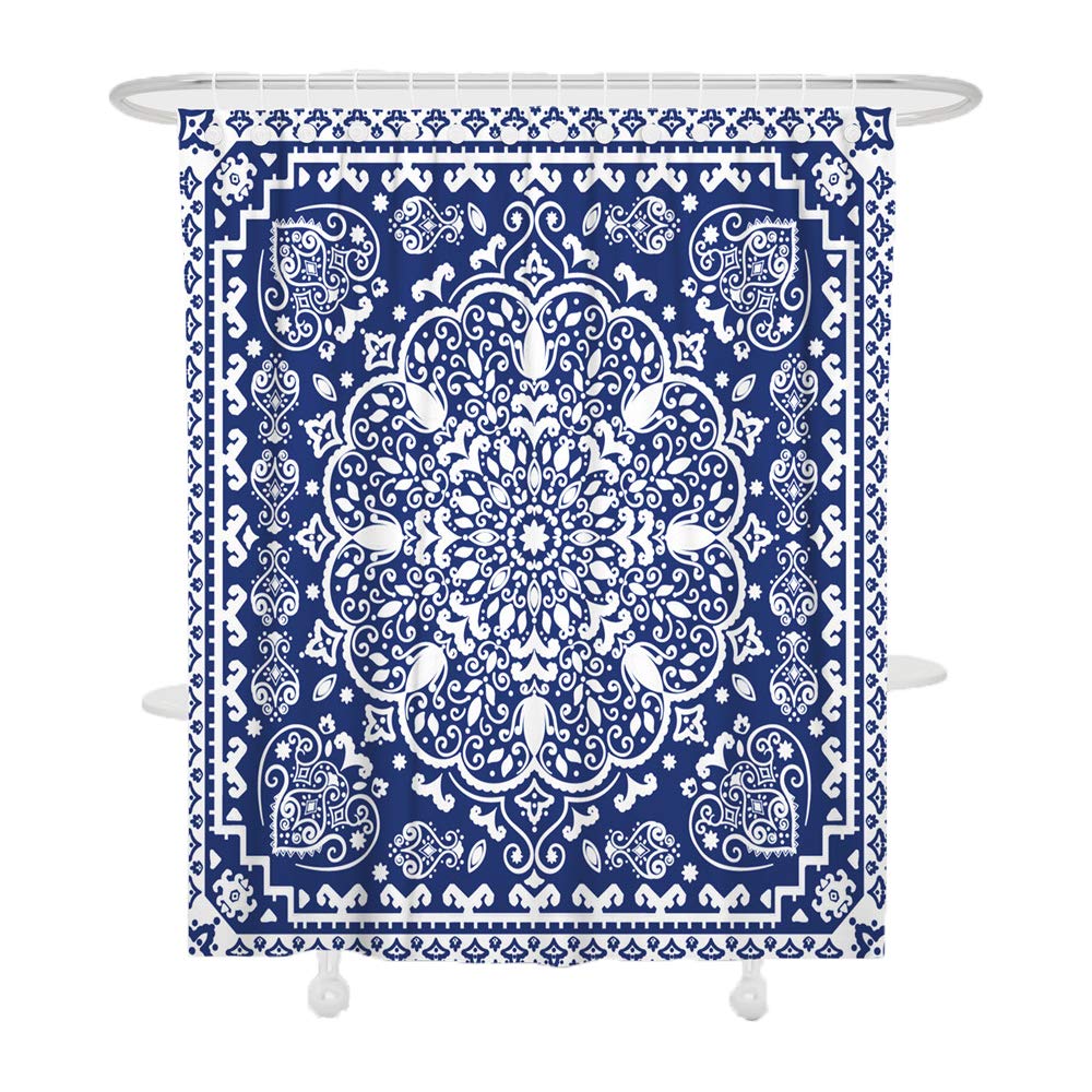 Oduo Tende da Doccia Antimuffa Tenda da Doccia 3D Fiori Floreale Stampa Tende per Vasca da Bagno Poliestere Impermeabile Tende da Doccia Tenda da Bagno con 12 Ganci (Margherite Bianche,90x180cm