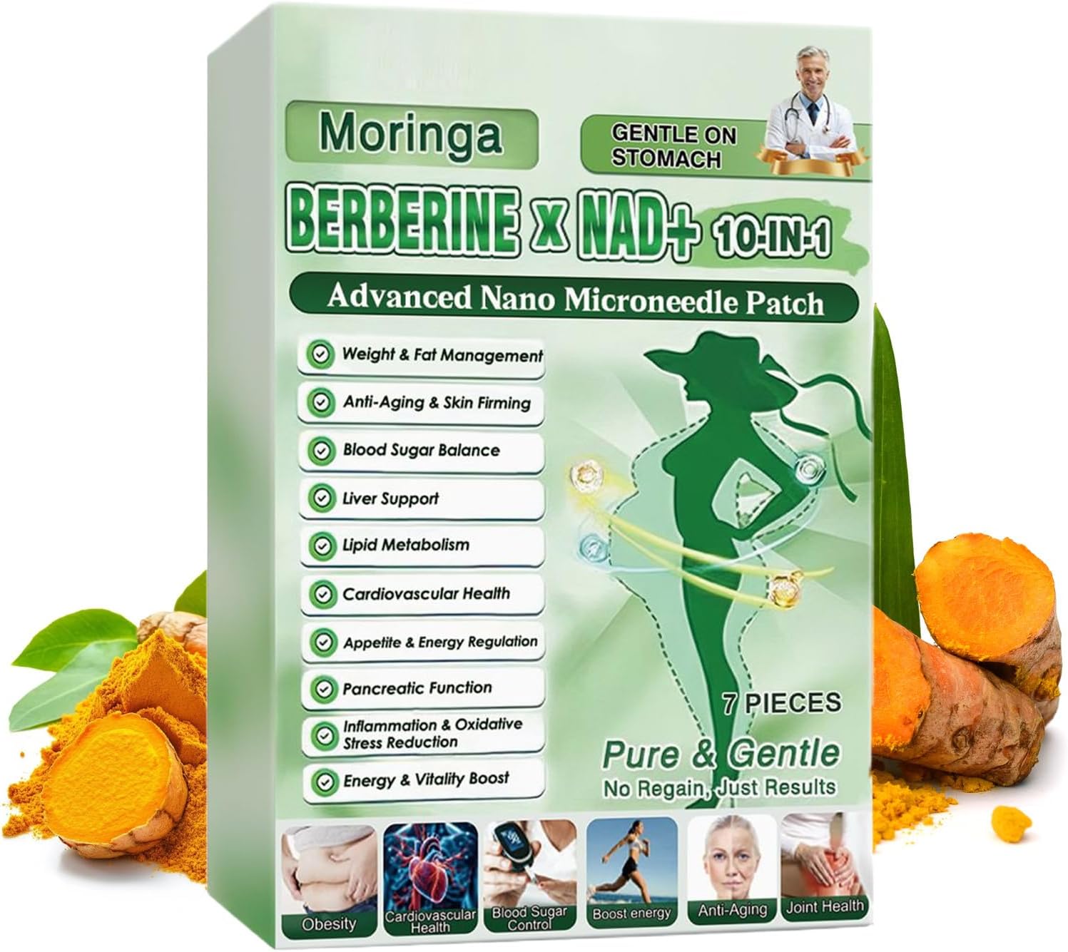 – 7PCS 10 In 1 Advanced Nano Microneedle Patch, Natural Slim Patch, Weight Loss Patches, Body Slim Patchs Firming Skin Patches, Easy-to-Use, Health Stickers, Suitable For All Skin Types