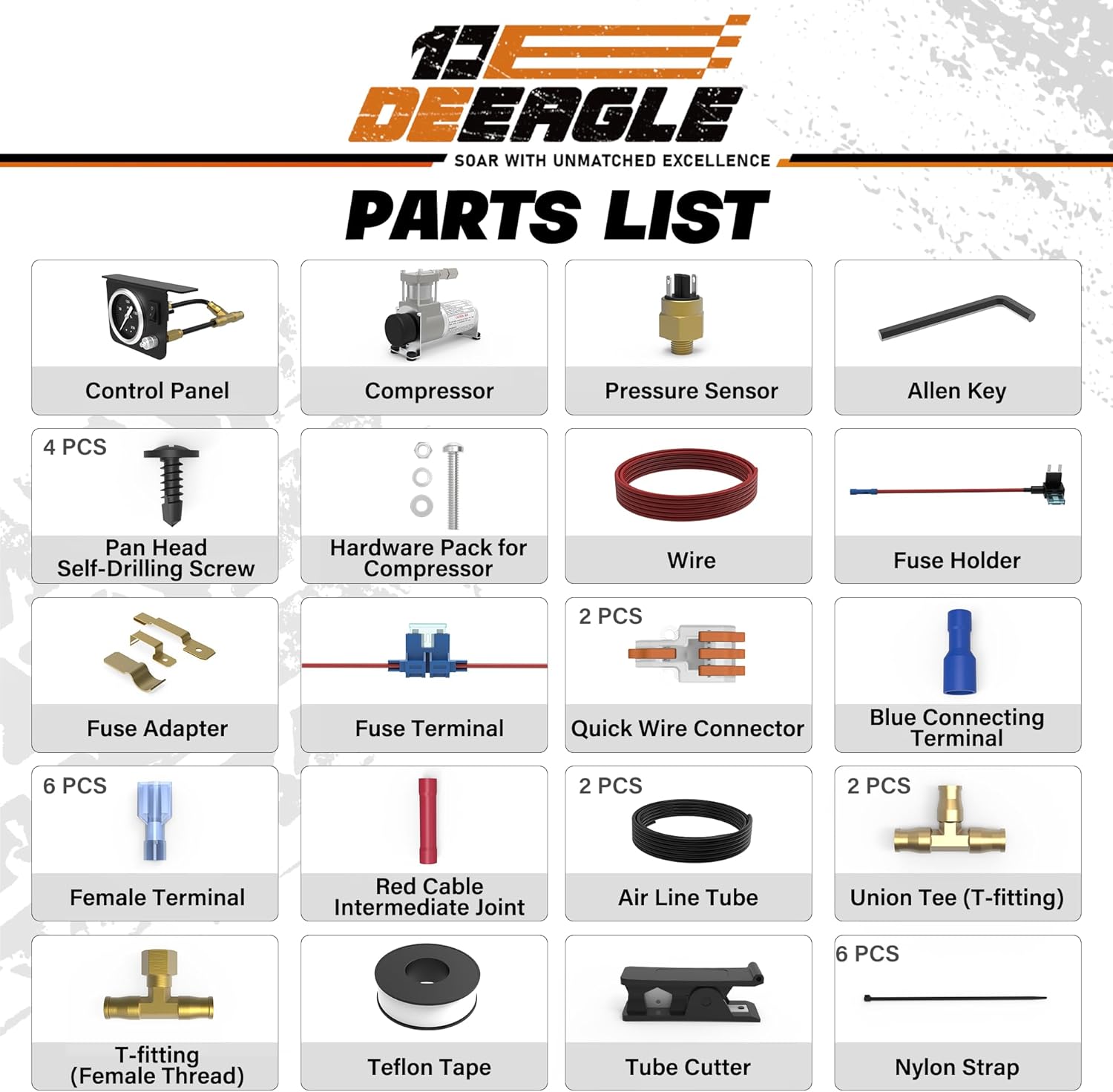 DEEAGLE Air Bag Compressor Kit for Airbags, On Board Air Compressor System for Truck, Ford F150, F250, F350, Chevrolet Silverado GMC Sierra Dodge Ram, Fast Inflation, Low-Pressure Sensor