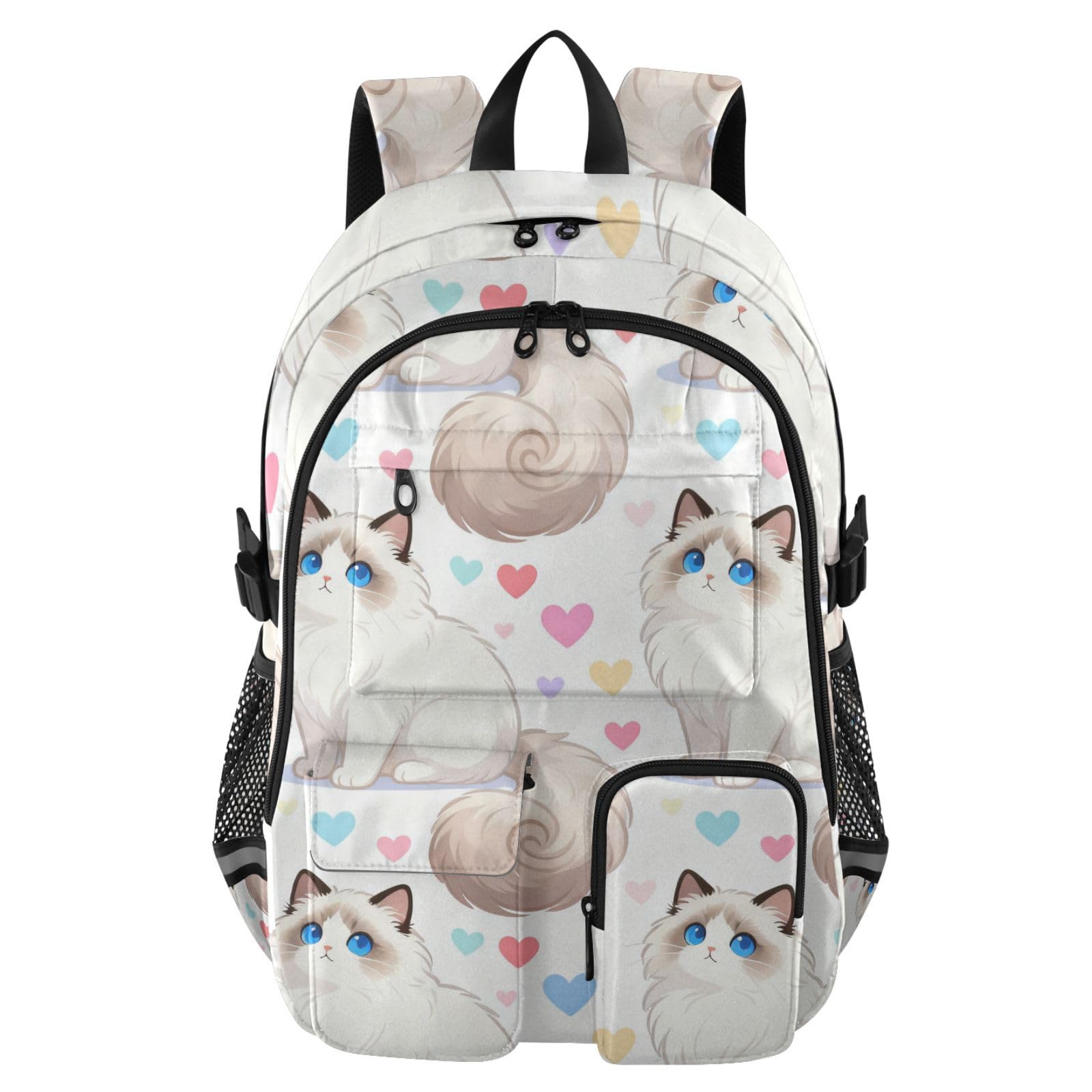 Mochila para laptop de 17.5 pulgadas escolar juvenil con diseño de gato 7