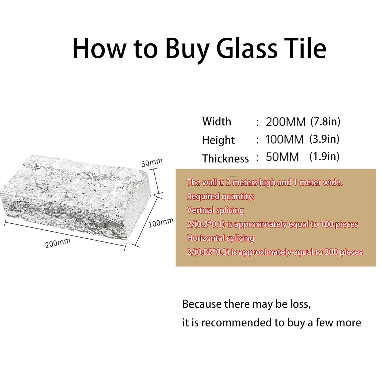 7.8 * 3.9 * 1.9in Glass Blocks ，Transparent Solid Glass Bricks，Decorative Partition Wall，for Room Divider Partition，Architectural Decoration，bar，Hotel,Restaurants(B,1PCS)