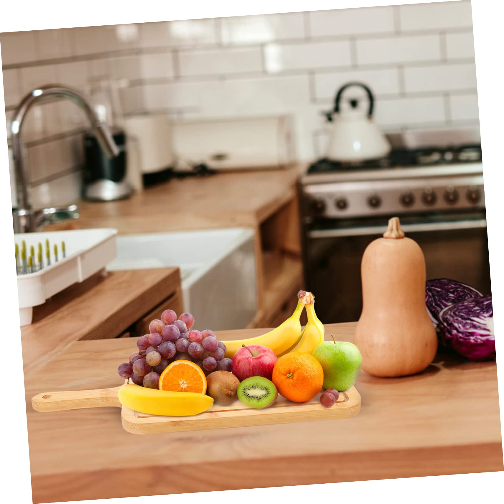 VINTORKY Bamboo Pizza Board Household Cutting Board Multi-function Steak Tray Pizza Peel Kitchen Accessory Safe Practical