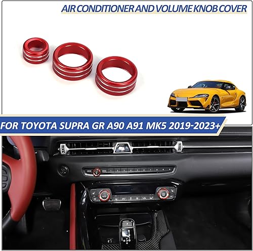 Miniatura 5 de Daeiclru Cubierta de perilla de volumen y aire acondicionado compatible con Toyota Supra GR A90 A91 MK5 2018-2022, cubierta de botón de volumen de