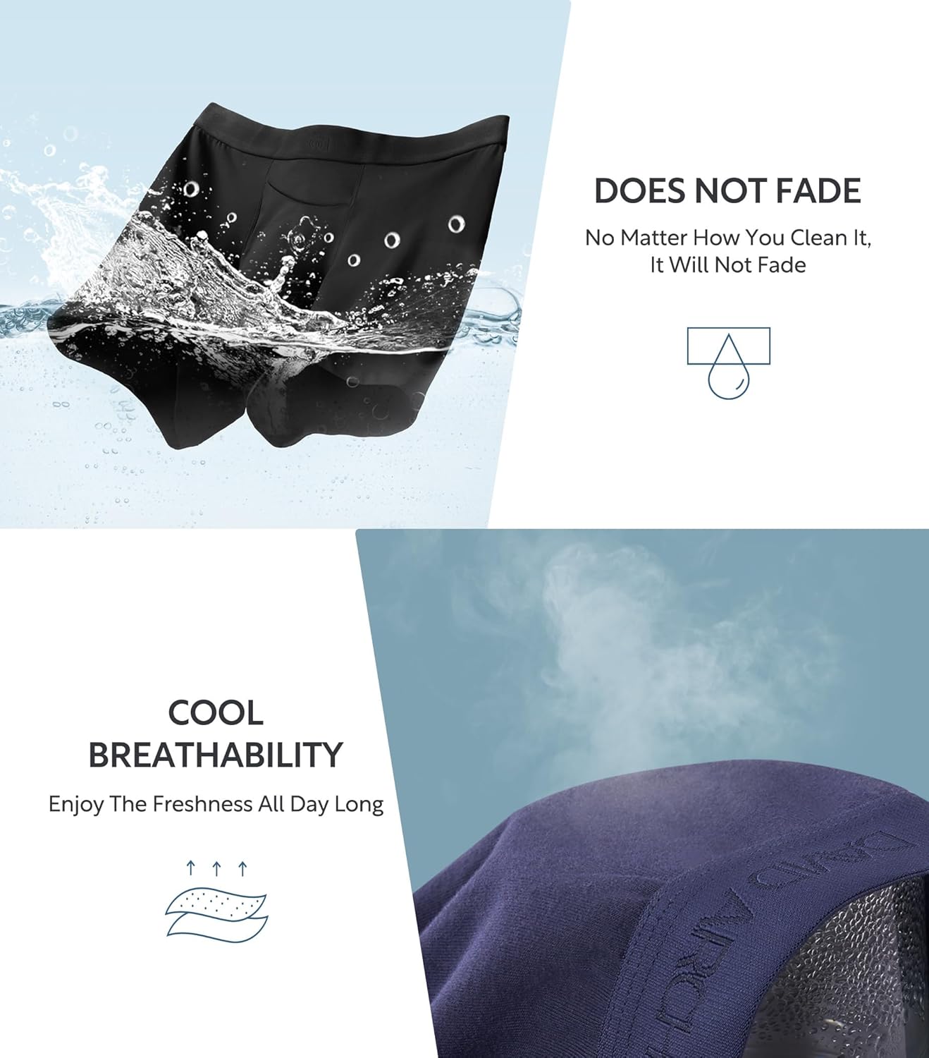 DAVID ARCHY Mens Underwear Cotton Boxer Briefs with Pouch Ultra Moisture Wicking Breathable Soft with Horizontal Fly 3 Pack - Image 2