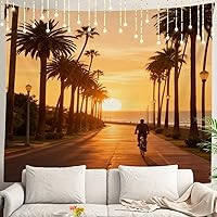 Vista 54 de Shrahala Palm Trees Los Angeles - Tapiz psicodélico grande para dormitorio y sala de estar (51.2 x 59.1 pulgadas, azul 1)