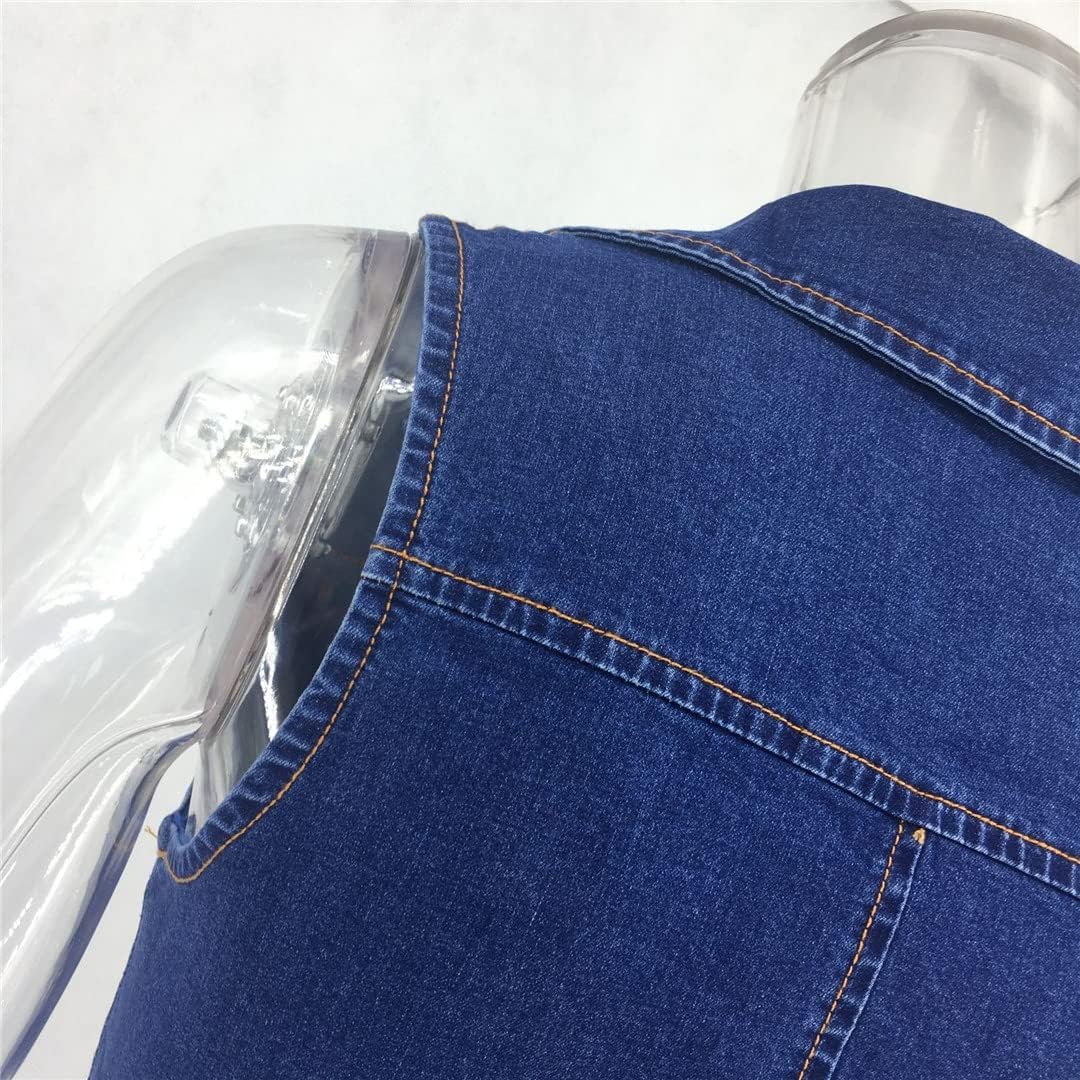 夏の女性プラスサイズのセクシーなタイトなデニムショートドレス Slevelless コットンスリムシャツドレス