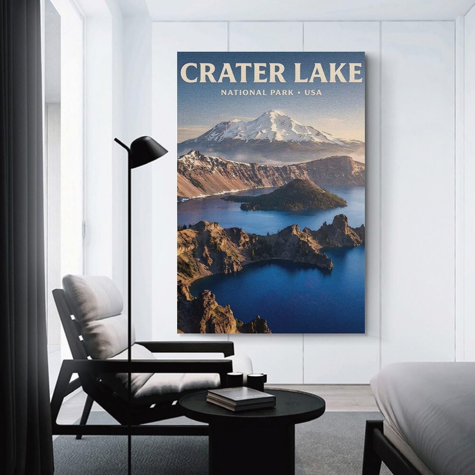 Junmoney Crater Lake National Park Canvas Wall Decor 20x30inch(50x75cm), for Lounge, Study, Hallway Or Flat Walls, Canvas Wall Art That Fits Changing Layouts