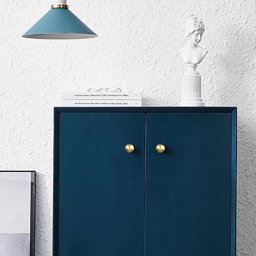 Miniatura 9 de QOGRISUN Paquete de 10 pomos de latón macizo, pomos redondos dorados para cajón de tocador, 0.9 pulgadas de diámetro, accesorios de cocina modernos,