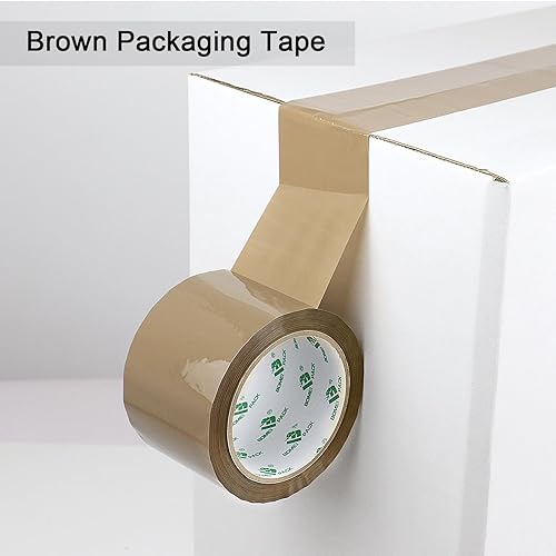 Miniatura 4 de BOMEI PACK Cinta de embalaje marrón de 3 pulgadas de ancho, 12 rollos repuestos de cinta de embalaje marrón resistente para cajas de mudanza, envío
