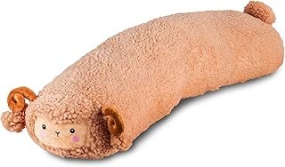 Seitenschläferkissen Schaf für Kinder, Kuschelkissen Widder, Kuscheltier XXL Plüschtier, Stofftier Ziege, Schmusekissen, Braun 100cm