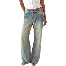 Tiger Mist Womens Zanthe Baggy Jeans - Low Rise Wide Leg Denim with Butterfly Back Graphic - Vintage Wash