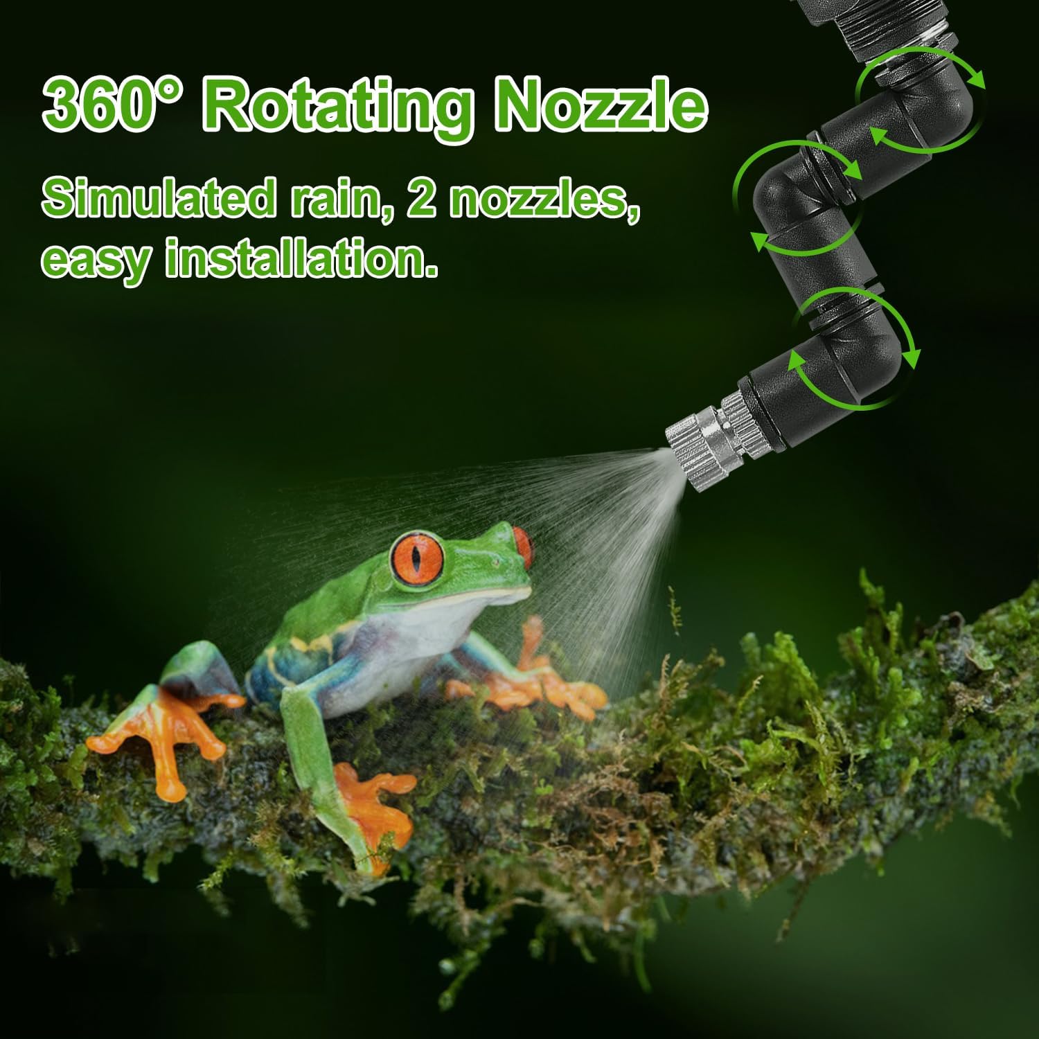 Reptile Mister System, Reptile Humidifier with LCD Screen, Mister for Reptile Tank with 2 Nozzles, Spray Kit for Rainforest Plants Amphibian