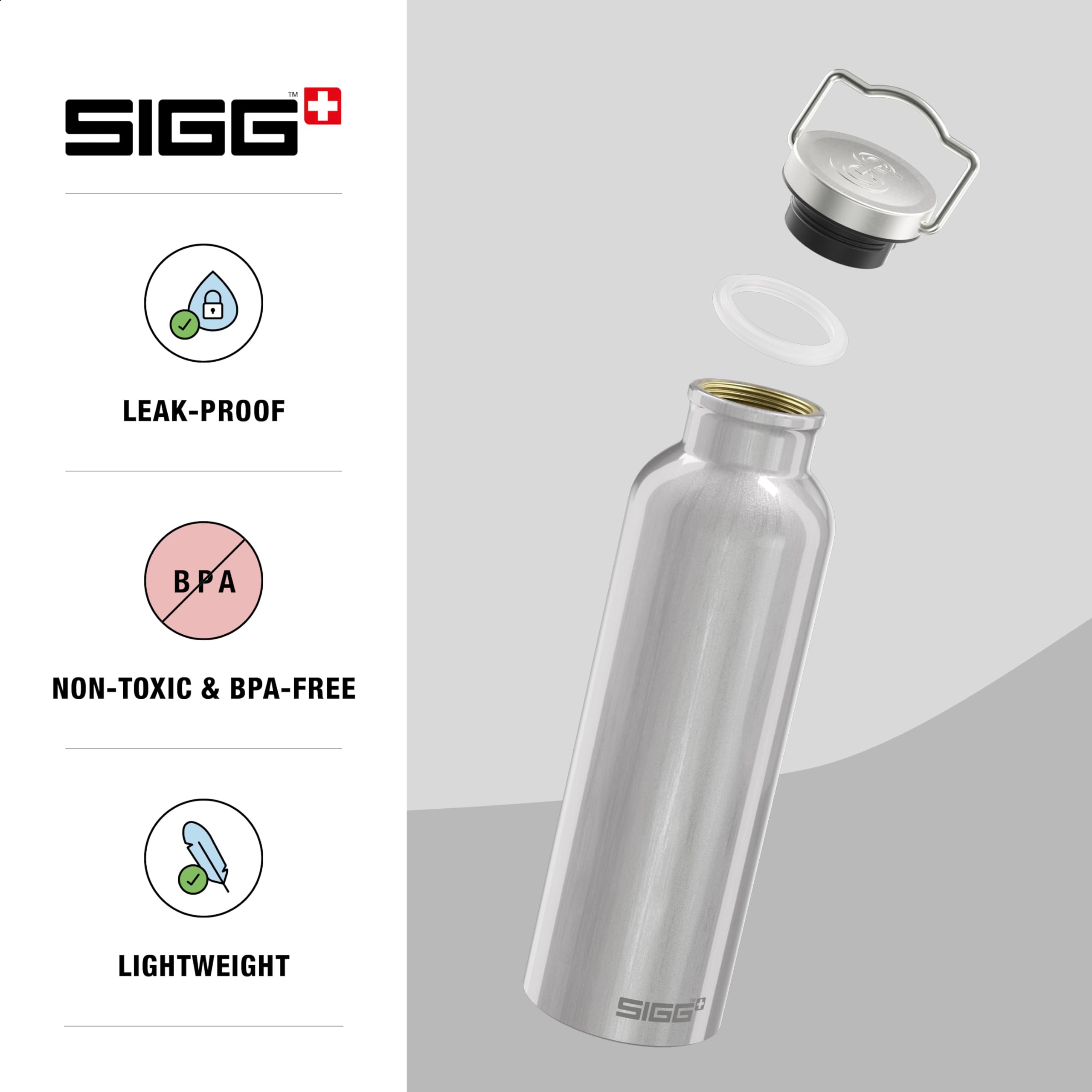 SIGG - Aluminum Water Bottle Original - Made in Switzerland - Lightweight - BPA-free - for Carbonated Drinks 17 / 25 Oz