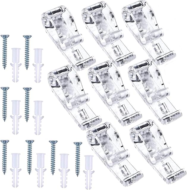 8 Sets Child Safety P-Clips, Blind Safety Clips for Cord, Blind Cord Safety Device Clear Roller Blind Clips for Vertical and Roman Roller Curtain Ball Chain Cord Control with Screws